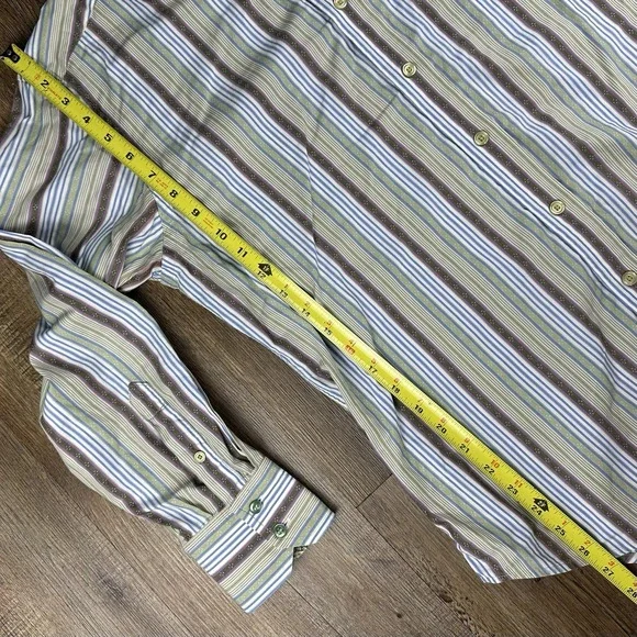 Robert Graham Button Down Shirt Mens Large Flip Cuffs Green Floral Long Sleeve - Picture 4 of 5